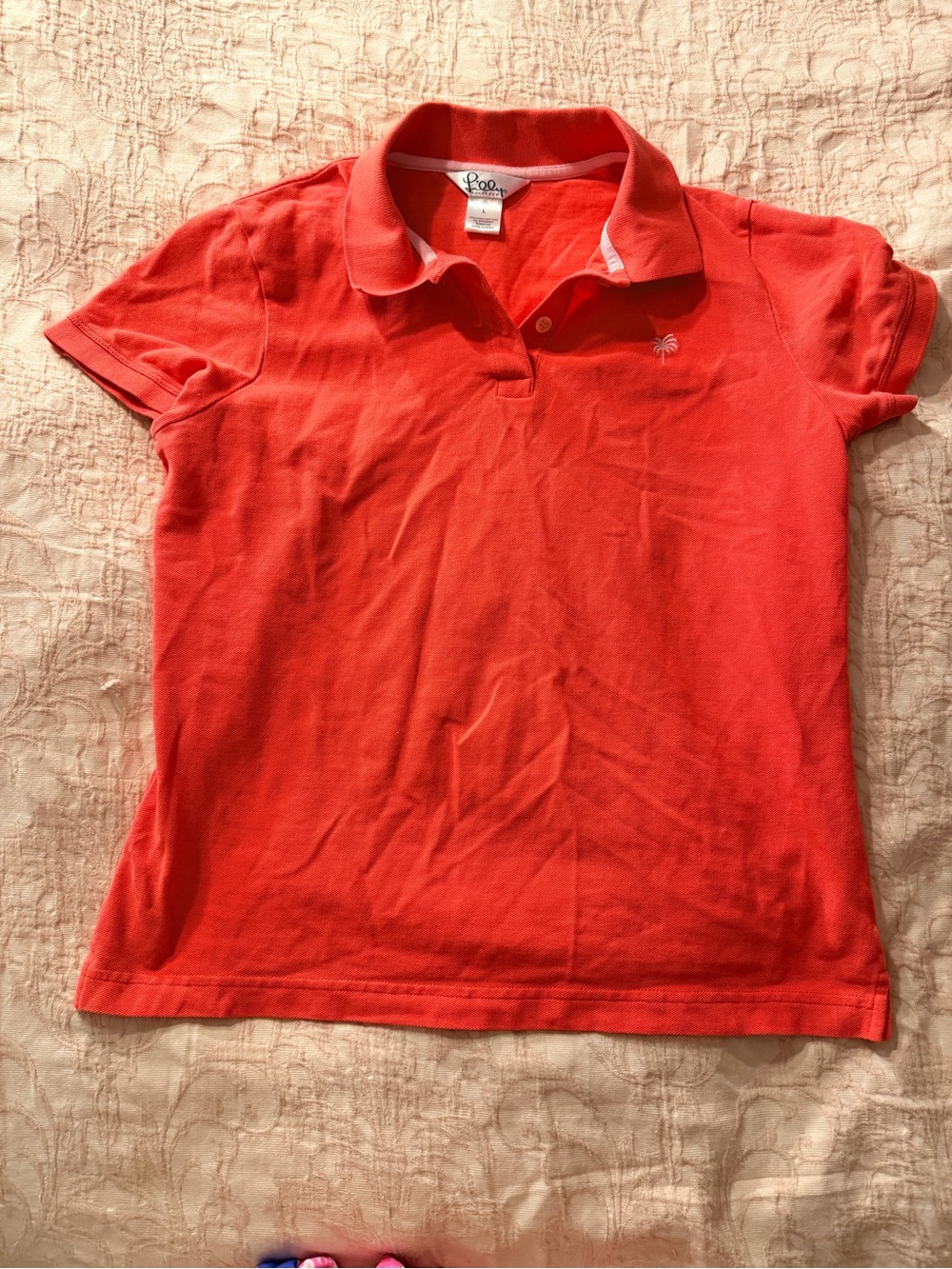 Polo Golf Women's Coral Polo Shirt L Lilly Pulitzer